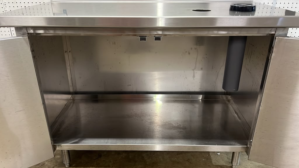 Used 48" x 24" Stainless Steel 2 Door Storage Cabinet Drink Station