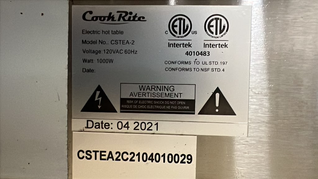 Used CookRite CSTEA-2C, 30" Electric Steam Table, 2 Pan Capacity - 120V - GC