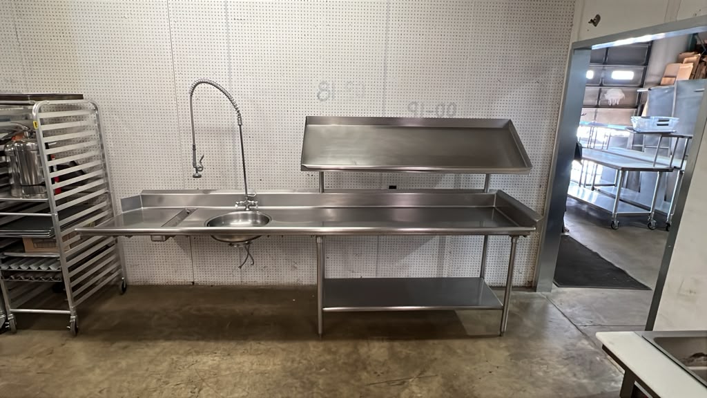 Used 124" x 30" Stainless Steel Pre-Rinse Sink with Sprayer - GC