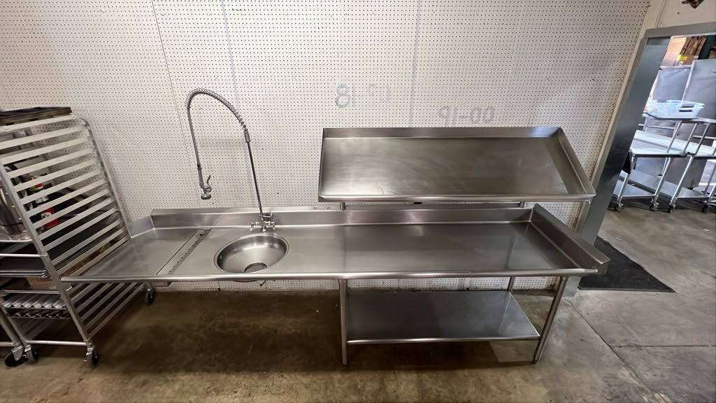 Used 124" x 30" Stainless Steel Pre-Rinse Sink with Sprayer - GC