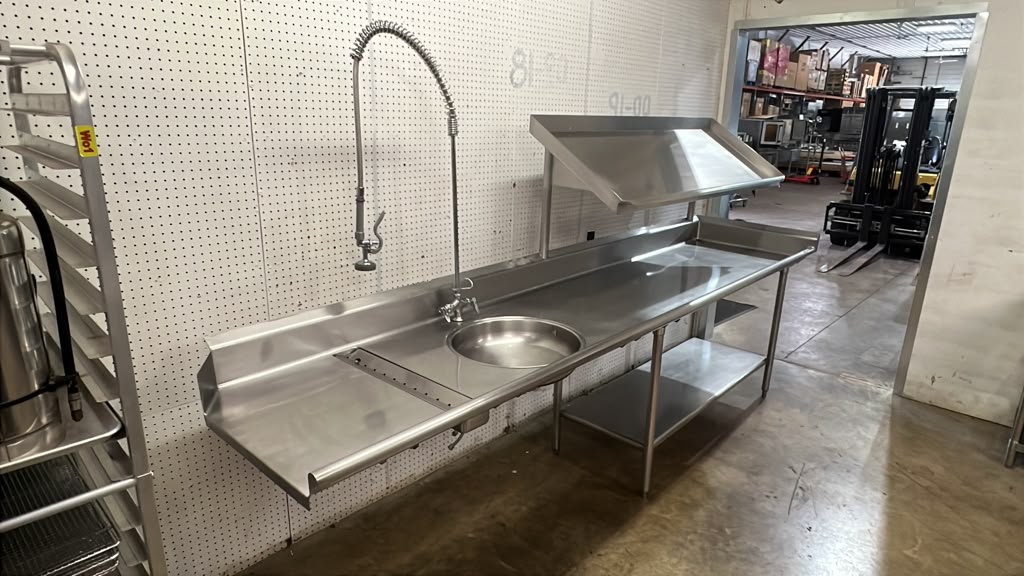 Used 124" x 30" Stainless Steel Pre-Rinse Sink with Sprayer - GC