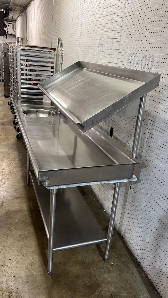 Used 124" x 30" Stainless Steel Pre-Rinse Sink with Sprayer - GC