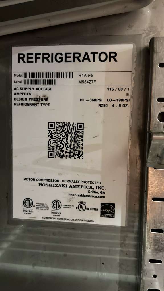 Used 27 1/2" Hoshizaki R1A-FS Stainless Solid Door Reach-In Refrigerator - TH9