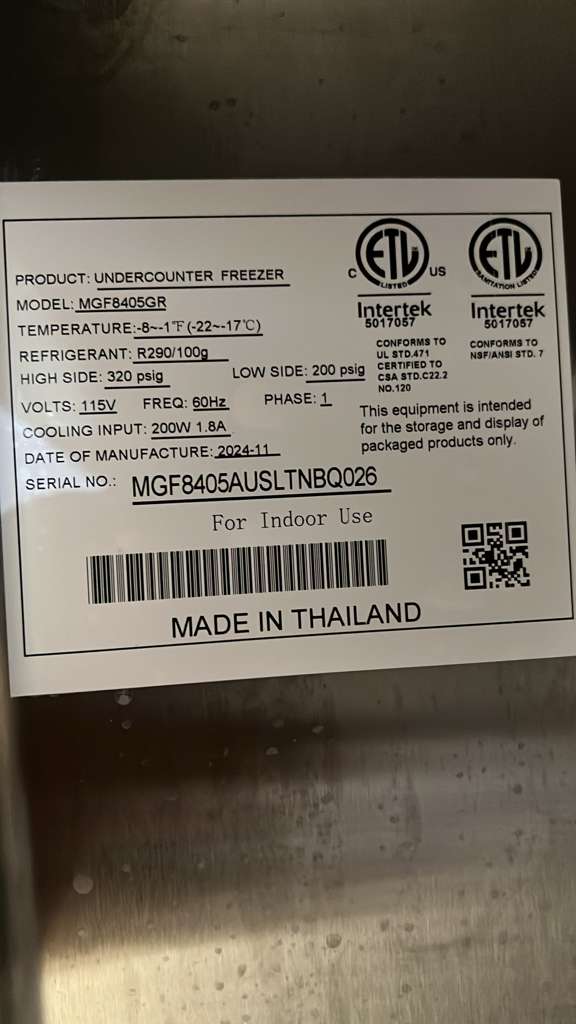 Used Atosa MGF8405GR Stainless Undercounter Freezer Reach-in One-section 120V - TH