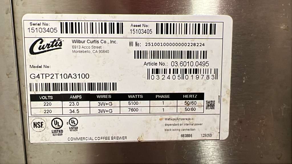 Used Curtis G4TP2T10A3100 ThermoPro Stainless Steel Twin Coffee Brewer - 220V - TH