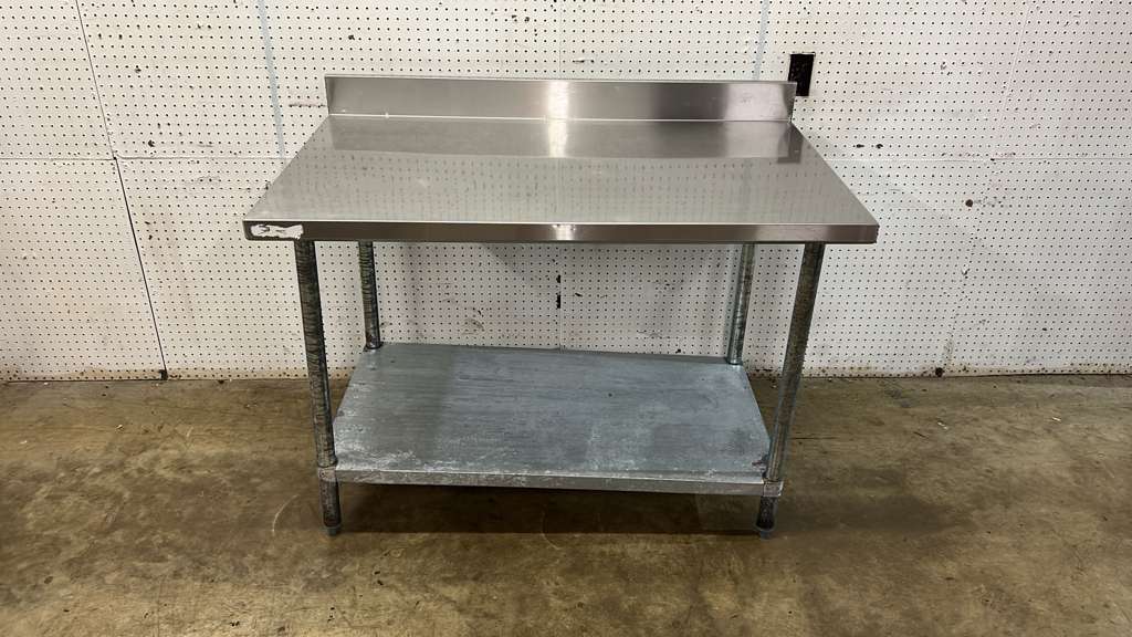 Used 48" x 30" Stainless Steel Table with Galvanized Undershelf - TH