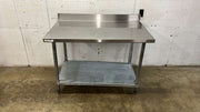 Used 48" x 30" Stainless Steel Table with Galvanized Undershelf - TH