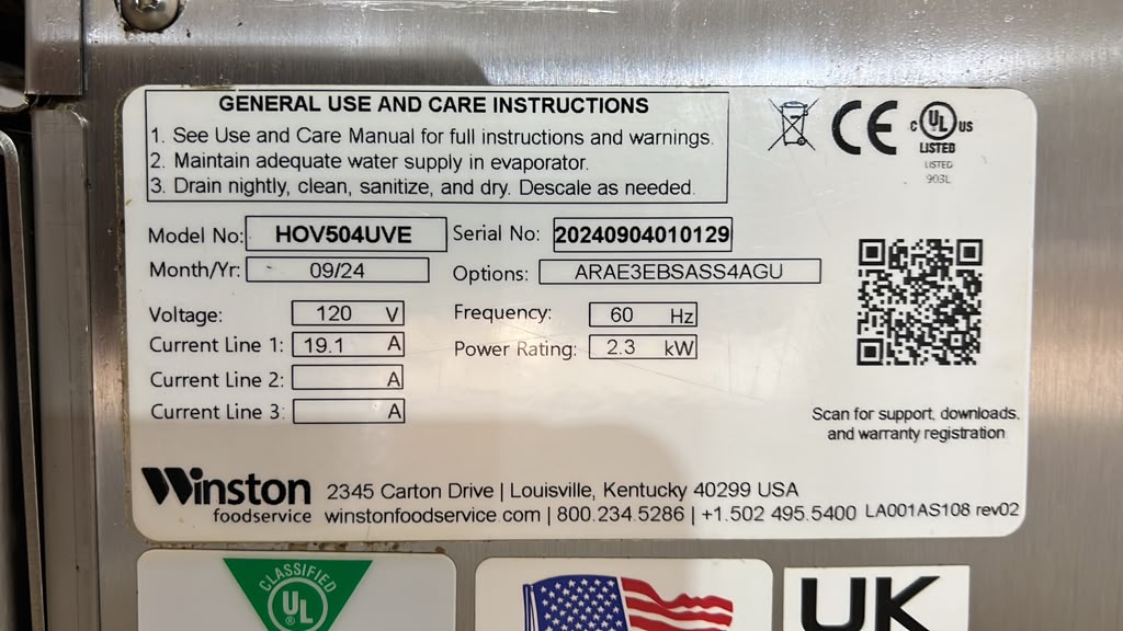 Used Winston HOV5-04UVE Heated Humidified CVap Holding Cabinet 120V - TH