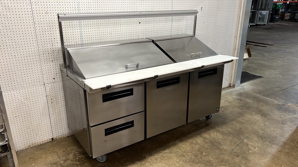 Used 72" Hoshizaki SR72B-30MD2 Mega Top Refrigerated Prep Table with Ticket Rail 120V - TH