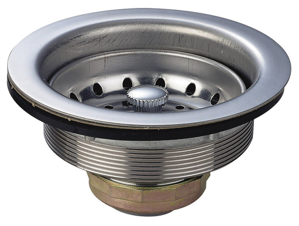 New Stainless Steel Basket Drain with crumb cup, 3.5" opening, 1.5"