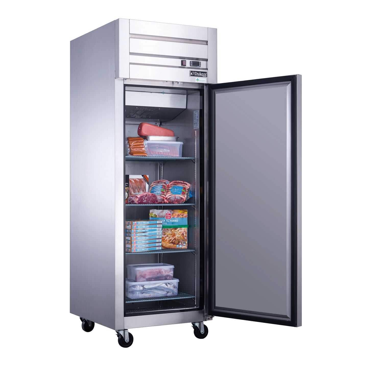 Dukers D28AF Commercial Single Door Top Mount Freezer in Stainless Steel