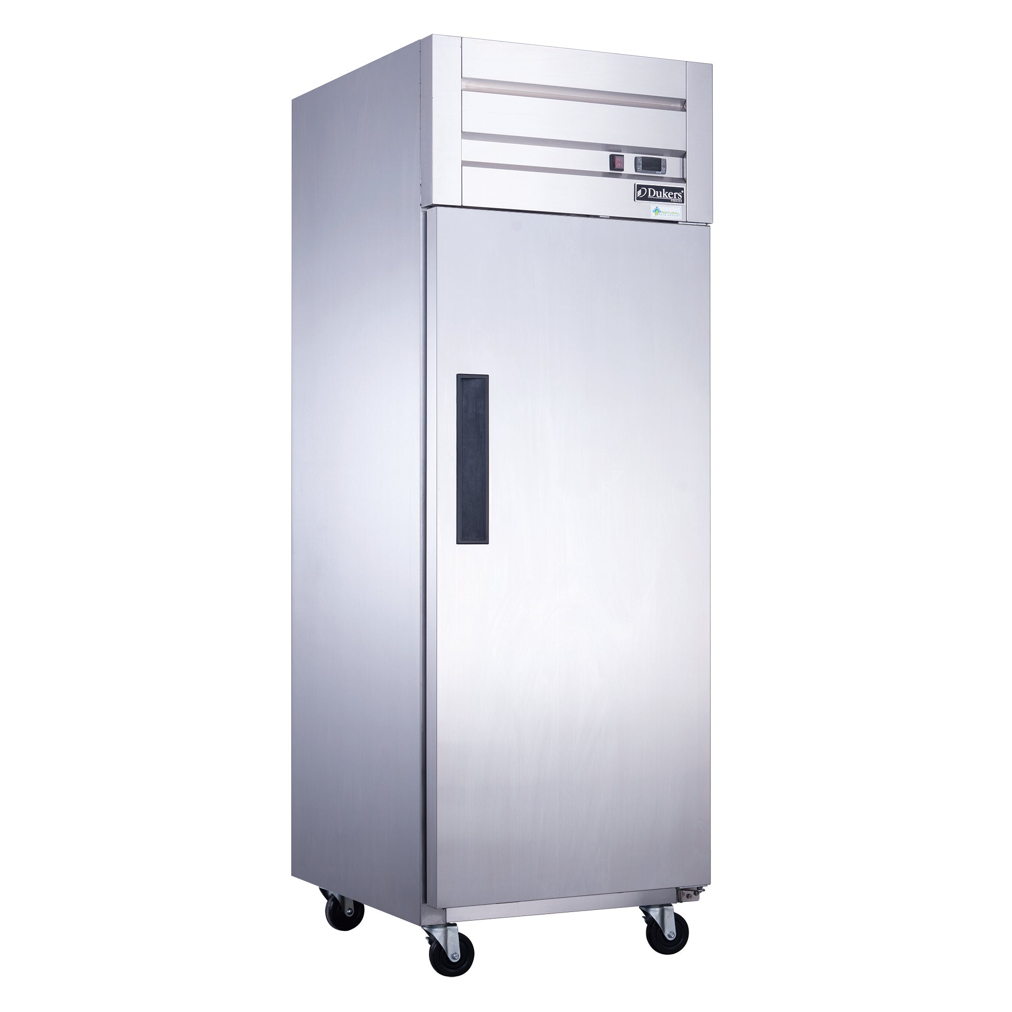 New Dukers D28AF Commercial Single Solid Door Top Mount Reach-in Freezer in Stainless Steel