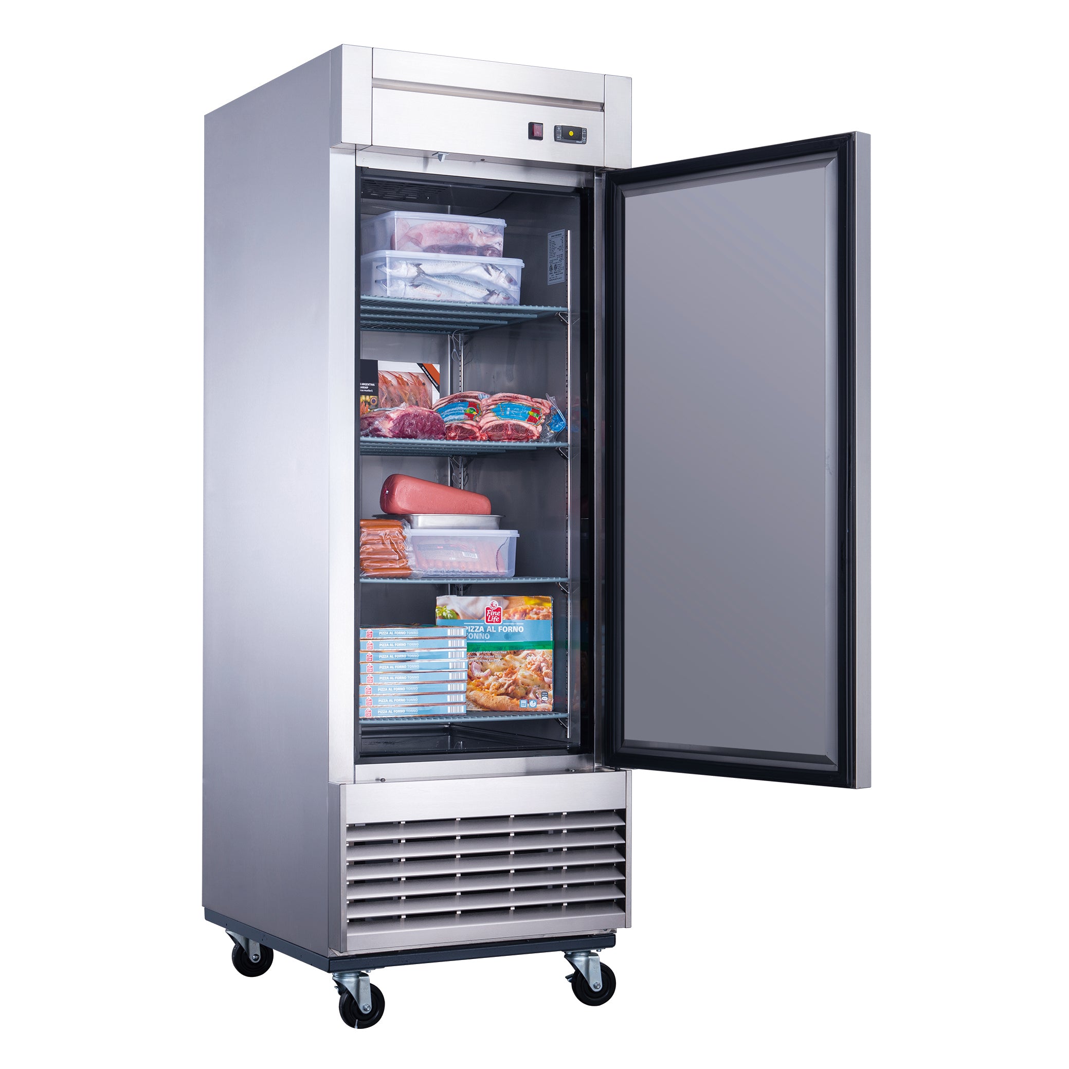 New Dukers D28F Stainless Steel Single Solid Door Commercial Reach-in Freezer