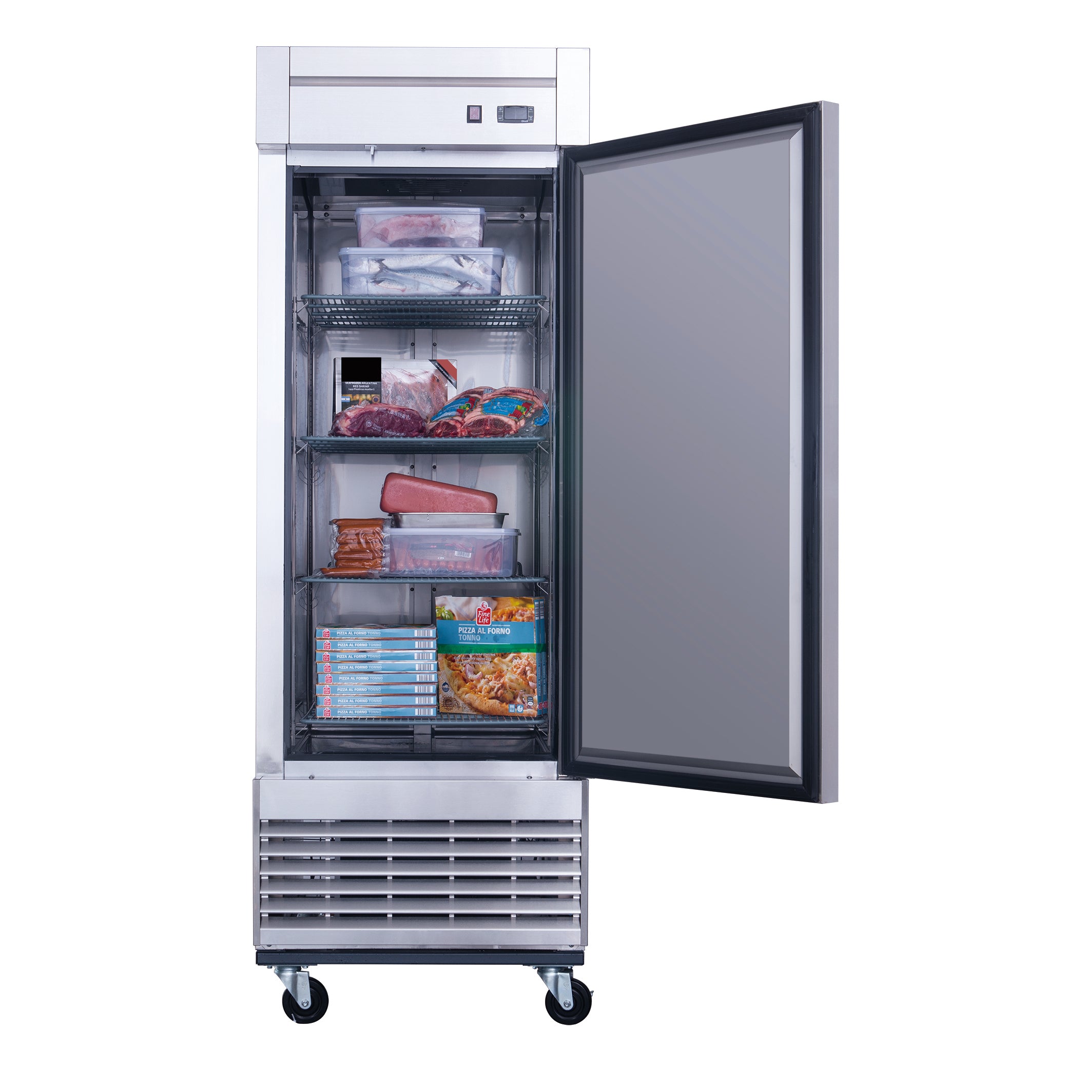 New Dukers D28F Stainless Steel Single Solid Door Commercial Reach-in Freezer