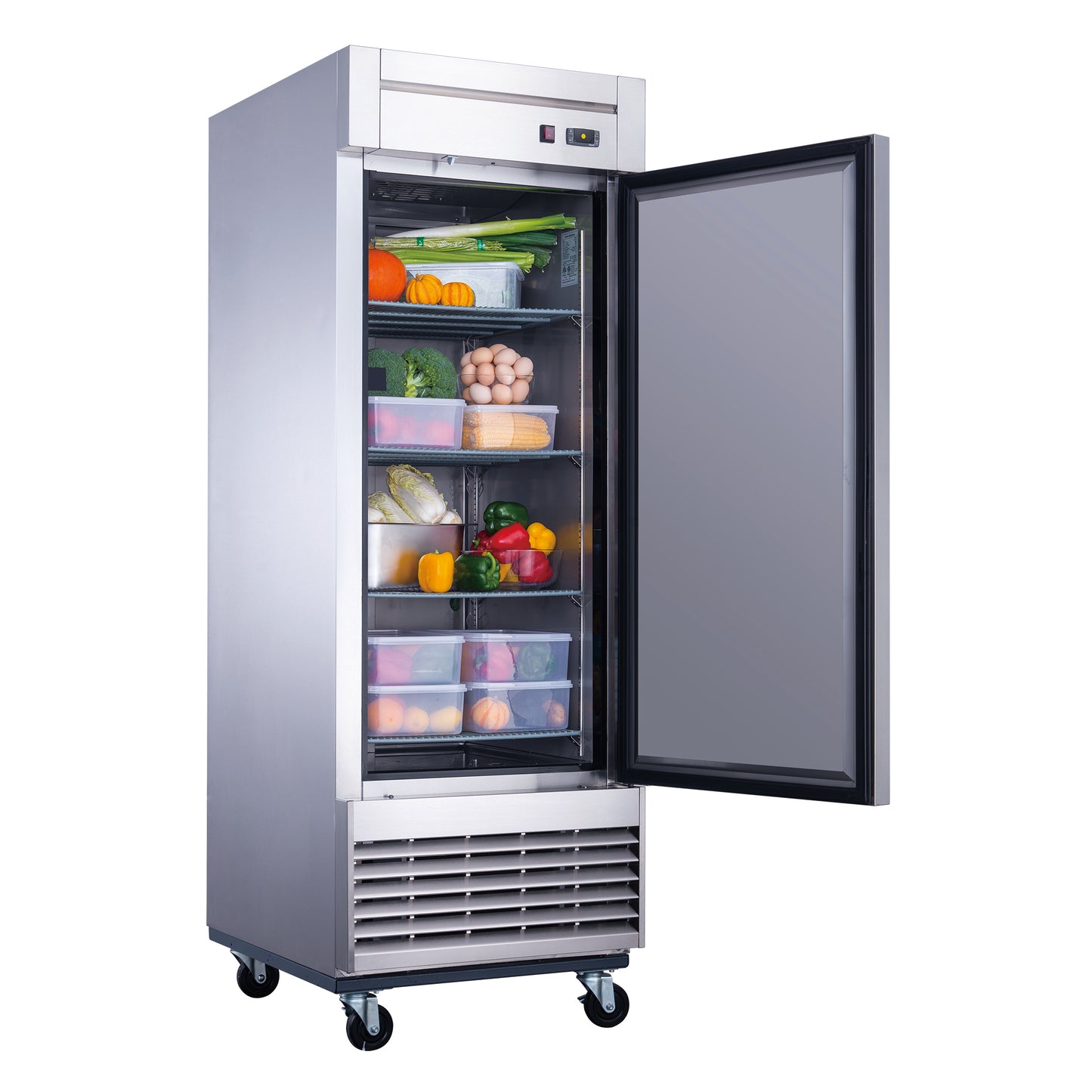 New Dukers D28R Stainless Steel Single Solid Door Commercial Reach-in Refrigerator