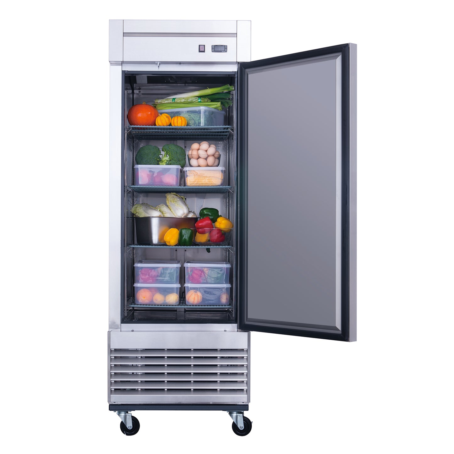 New Dukers D28R Stainless Steel Single Solid Door Commercial Reach-in Refrigerator