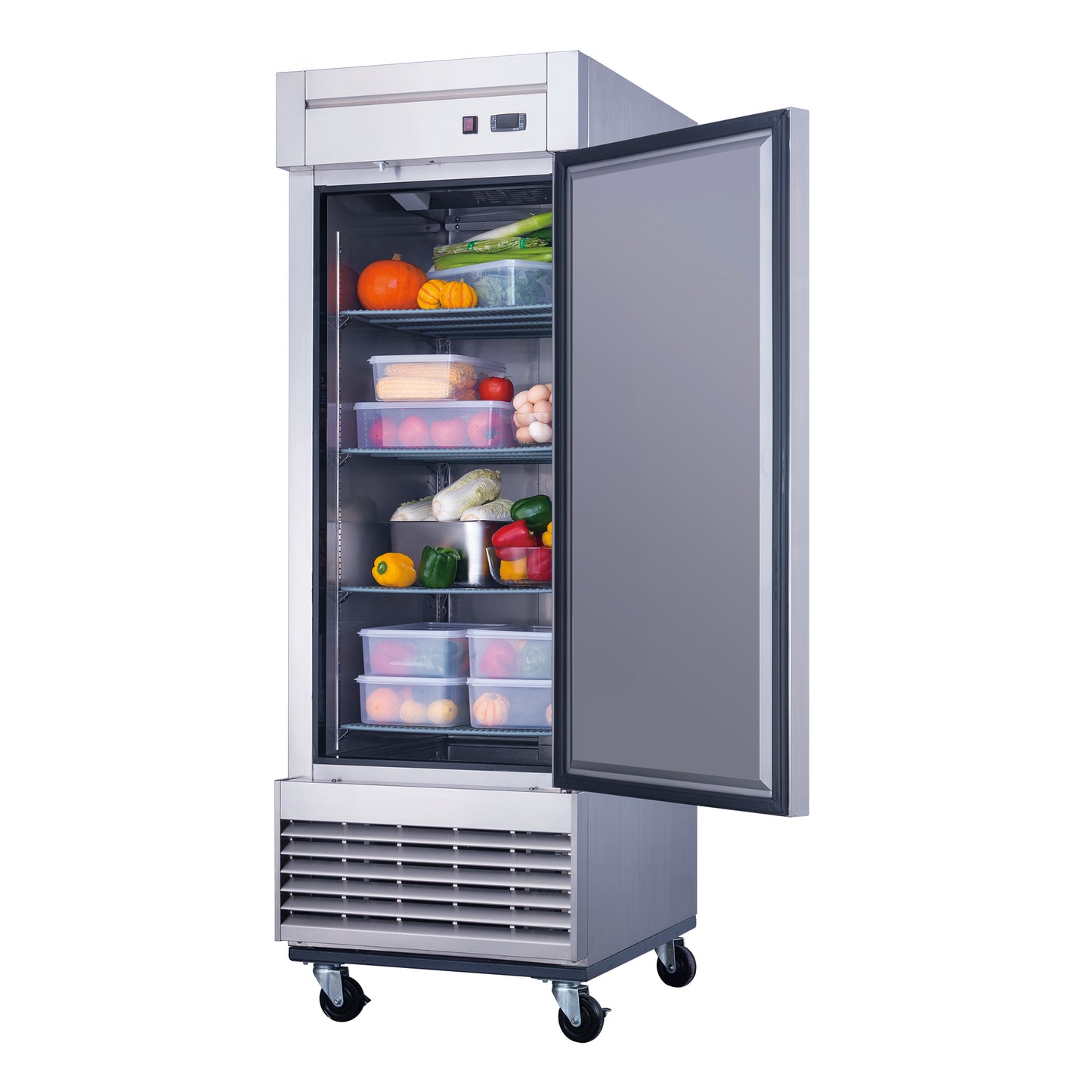 New Dukers D28R Stainless Steel Single Solid Door Commercial Reach-in Refrigerator