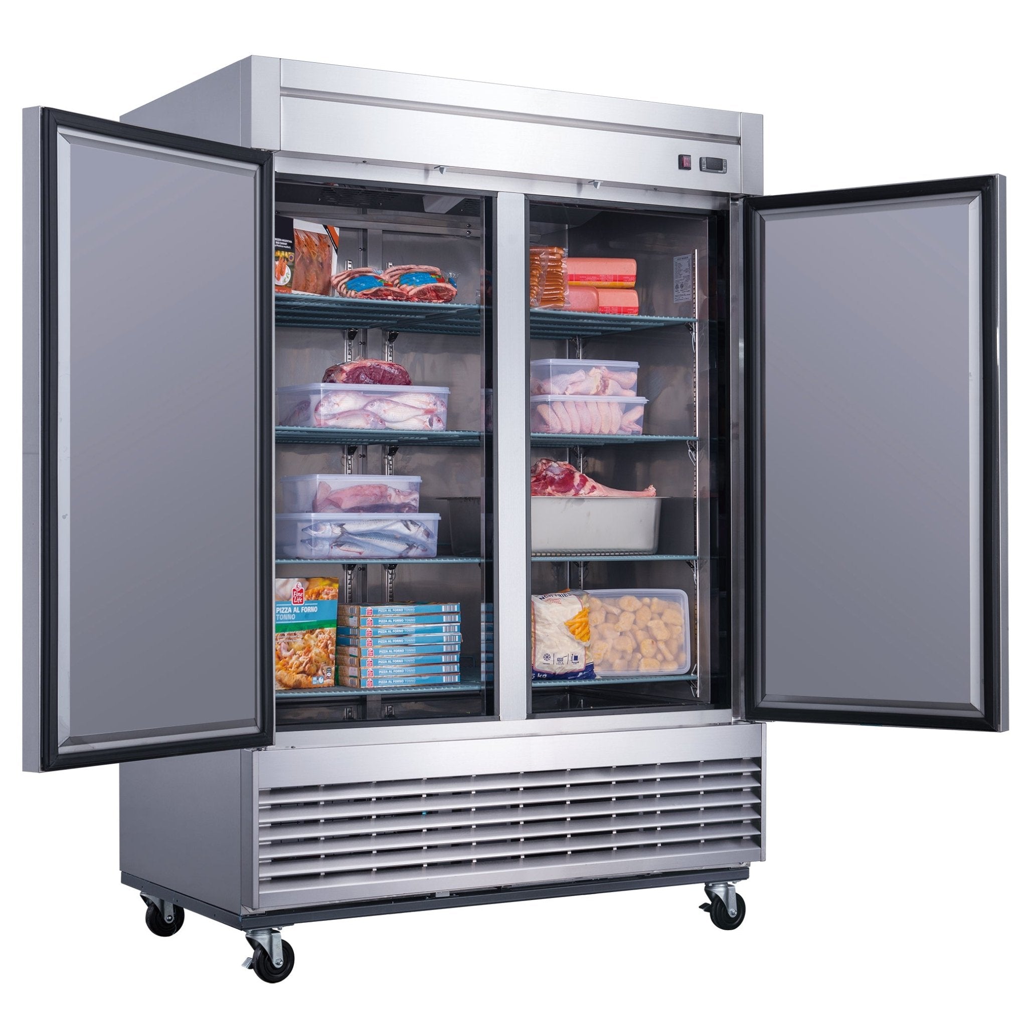 New Dukers D55F Stainless Steel Solid 2 - Door Commercial Reach - in Freezer - Falcon Restaurant Supply - 3
