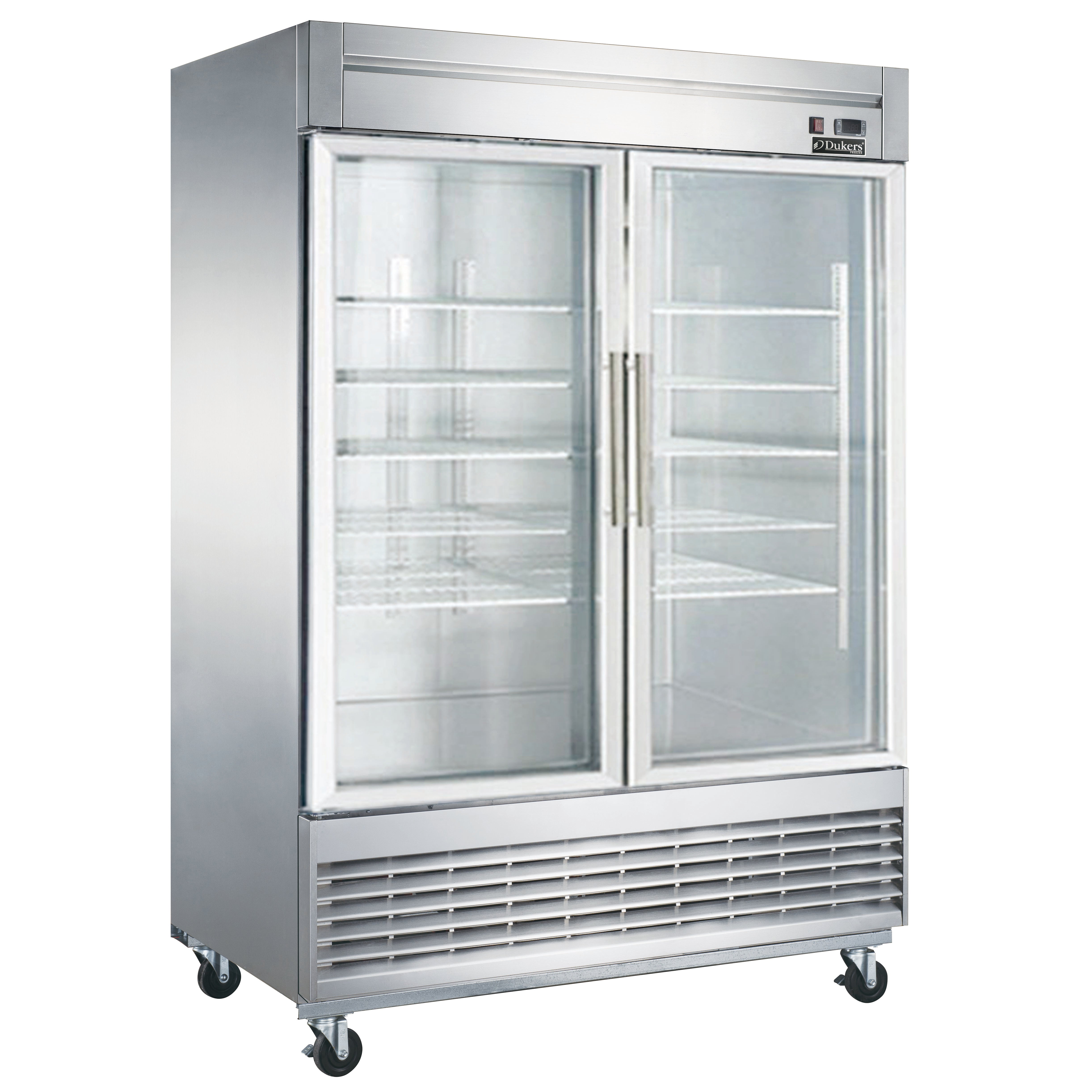 New Dukers D55R-GS2 Bottom Mount Glass 2-Door Commercial Reach-in Refrigerator