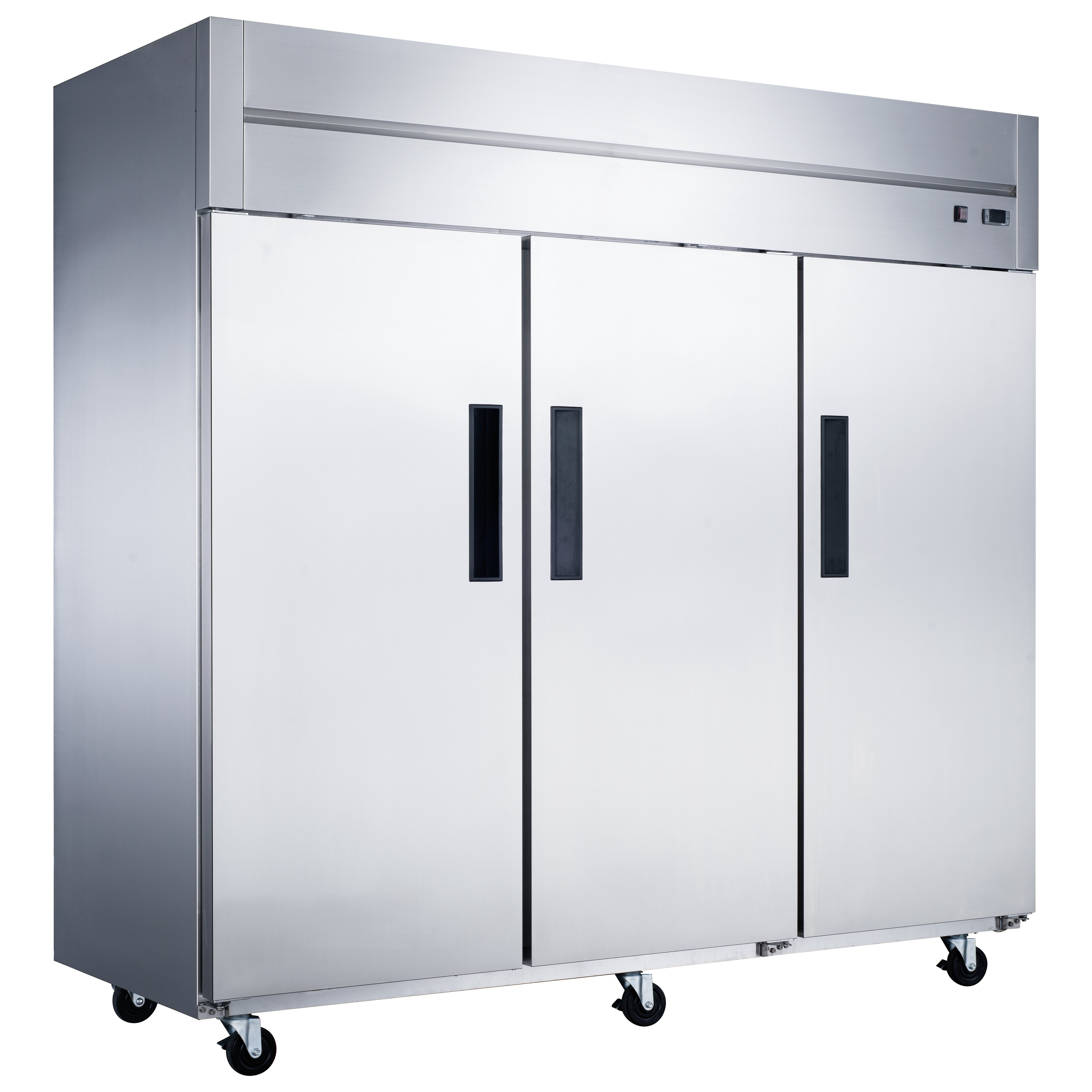 New Dukers D83AR Stainless Steel Commercial Solid 3-Door Top Mount Reach-in Refrigerator