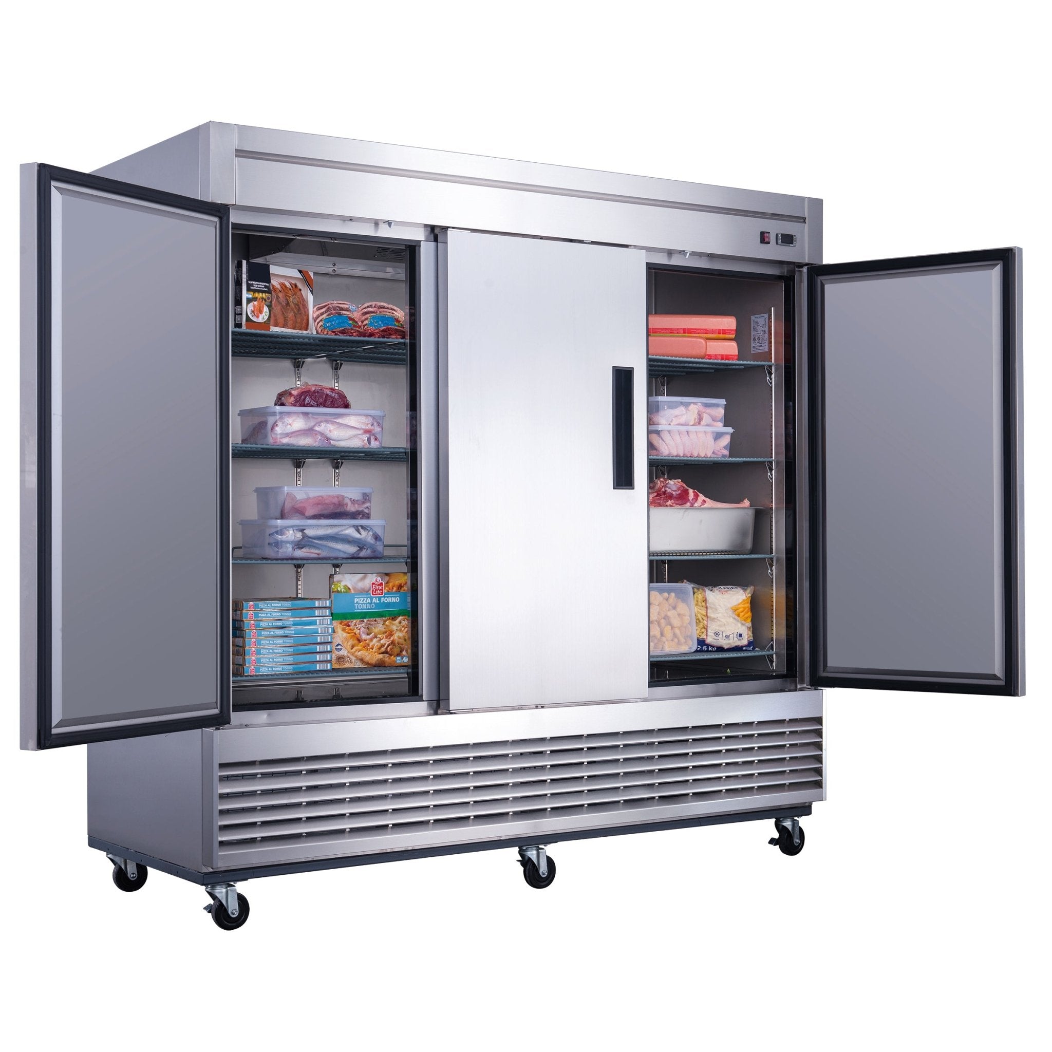 New Dukers D83F Stainless Steel Solid 3 - Door Commercial Reach - in Freezer - Falcon Restaurant Supply - 3