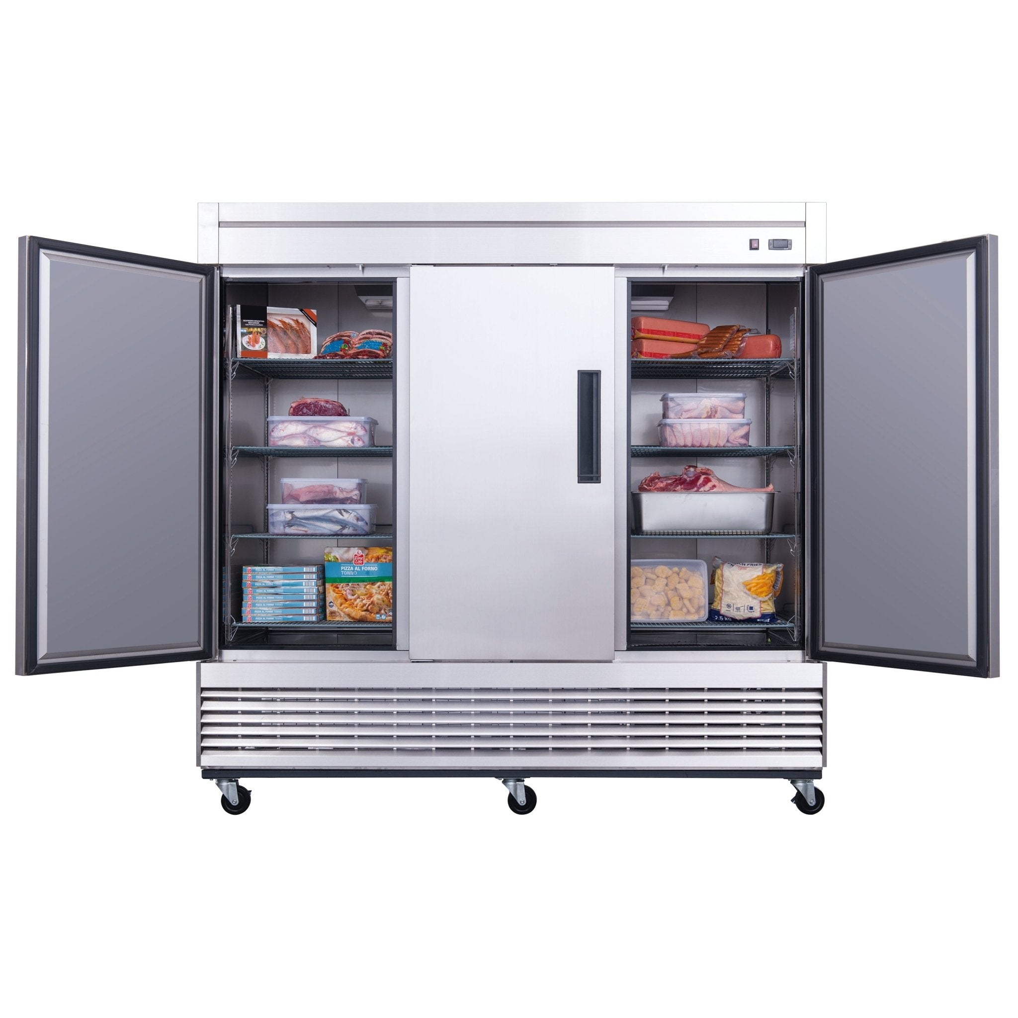 New Dukers D83F Stainless Steel Solid 3 - Door Commercial Reach - in Freezer - Falcon Restaurant Supply - 4