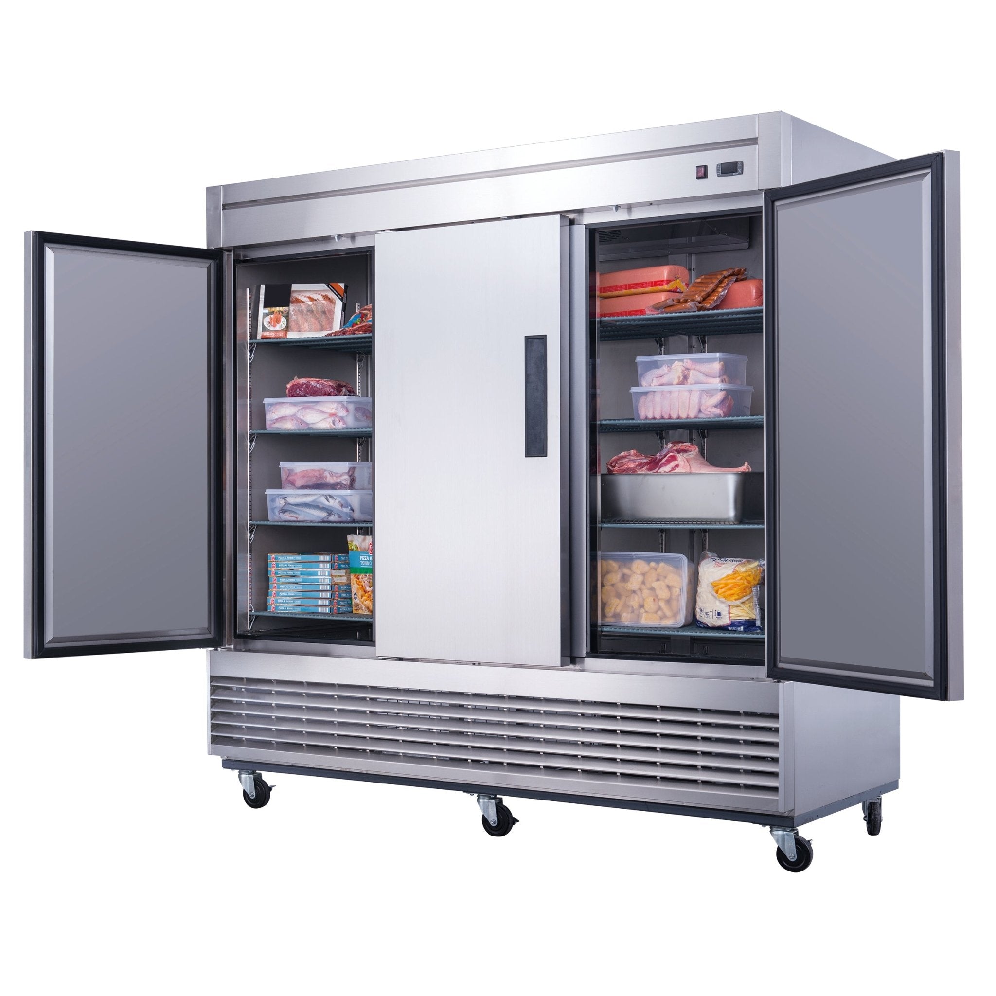 New Dukers D83F Stainless Steel Solid 3 - Door Commercial Reach - in Freezer - Falcon Restaurant Supply - 5