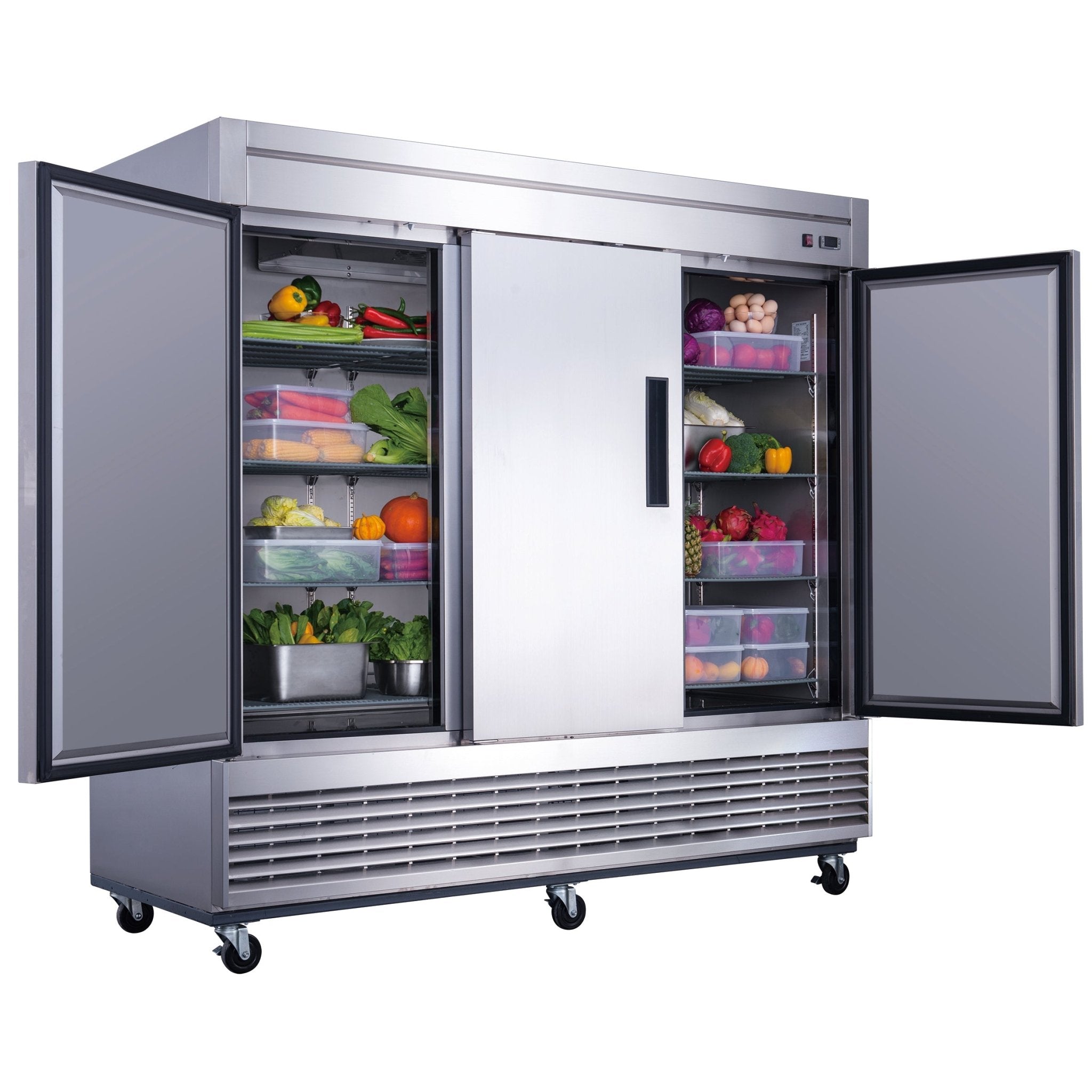 New Dukers D83R Stainless Steel Solid 3 - Door Commercial Reach - in Refrigerator - Falcon Restaurant Supply - 3