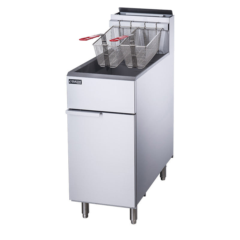 New Dukers DCF4-LPG Liquid Propane Floor Gas Fryer with 4 Tube Burners 50lbs 120,000 BTU on Casters