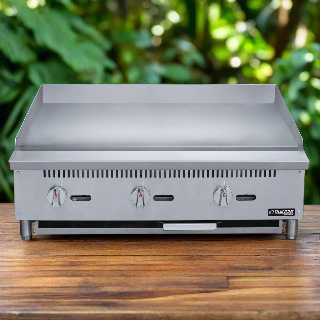 New Dukers DCGMA36 36 in. W Flat Top Griddle with 3 Burners