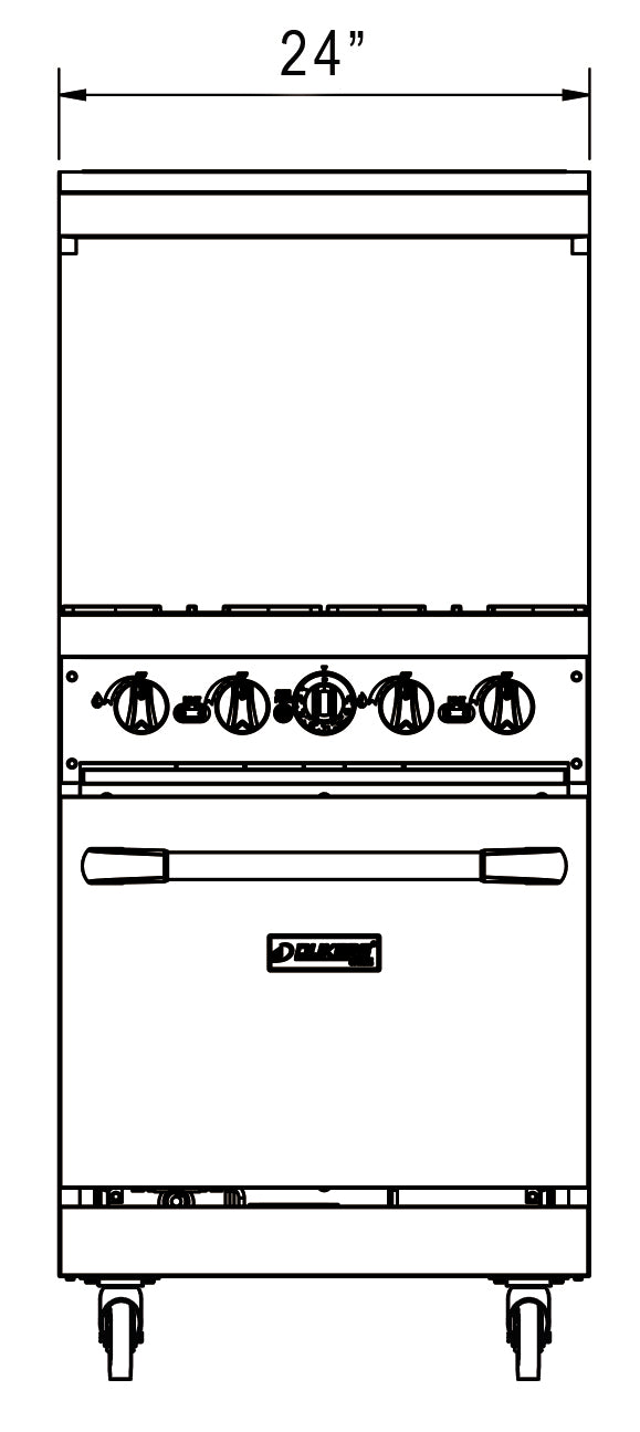 New Dukers DCR24-4B 24″ Gas Cooktop Range with Four (4) Open Burners