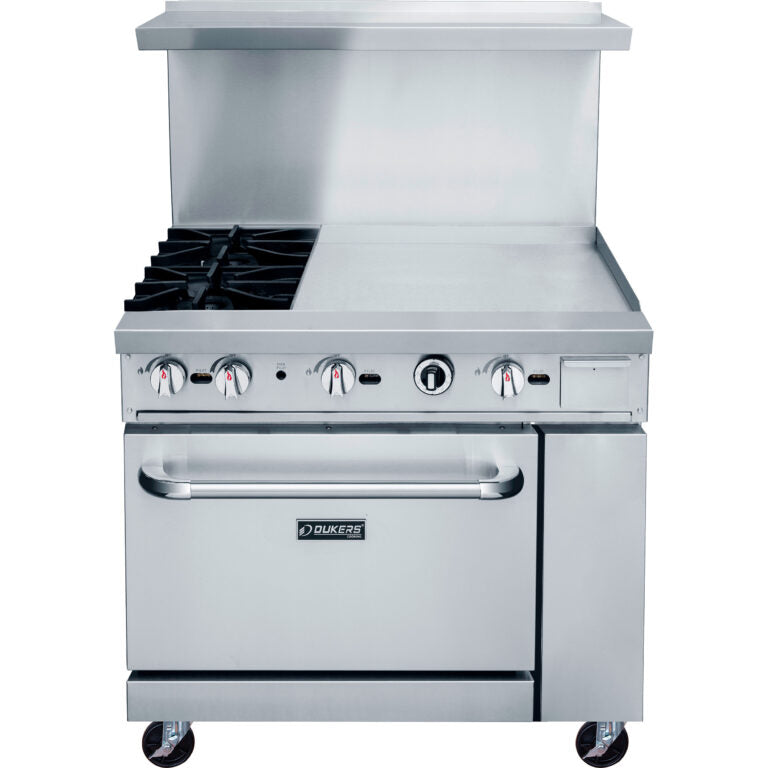 New Dukers DCR36-2B24GM 36″ Gas Range with Two (2) Open Burners & 24″ Flat Top Griddle