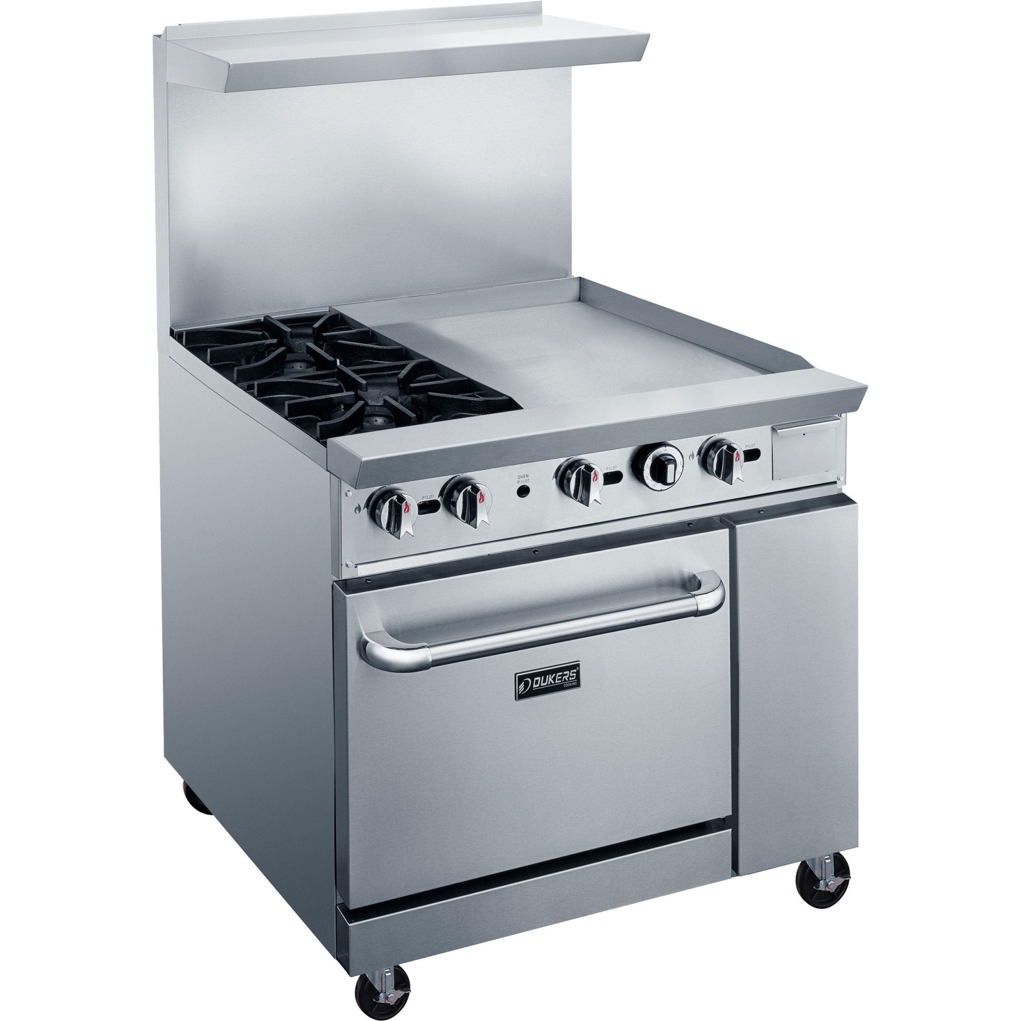 New Dukers DCR36 - 2B24GM 36″ Gas Range with Two (2) Open Burners & 24″ Flat Top Griddle - Falcon Restaurant Supply - 2