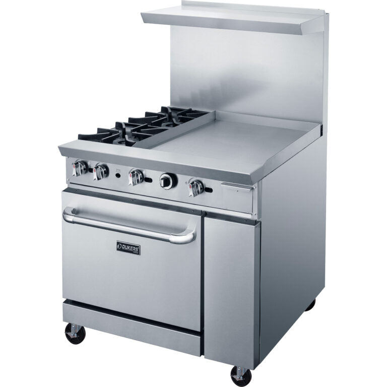 New Dukers DCR36-2B24GM 36″ Gas Range with Two (2) Open Burners & 24″ Flat Top Griddle