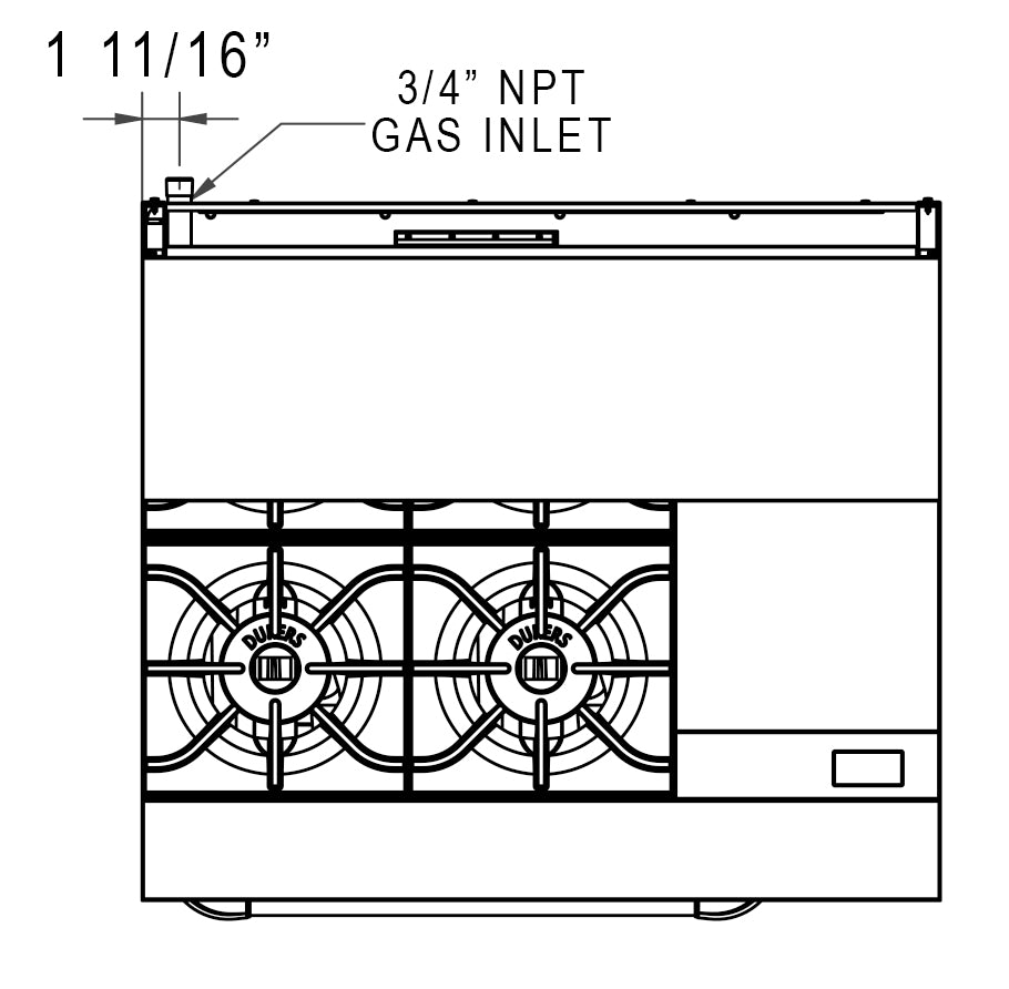 New Dukers DCR36-4B12GM 36″ Gas Range with Four (4) Open Burners & 12″ Flat Top Griddle