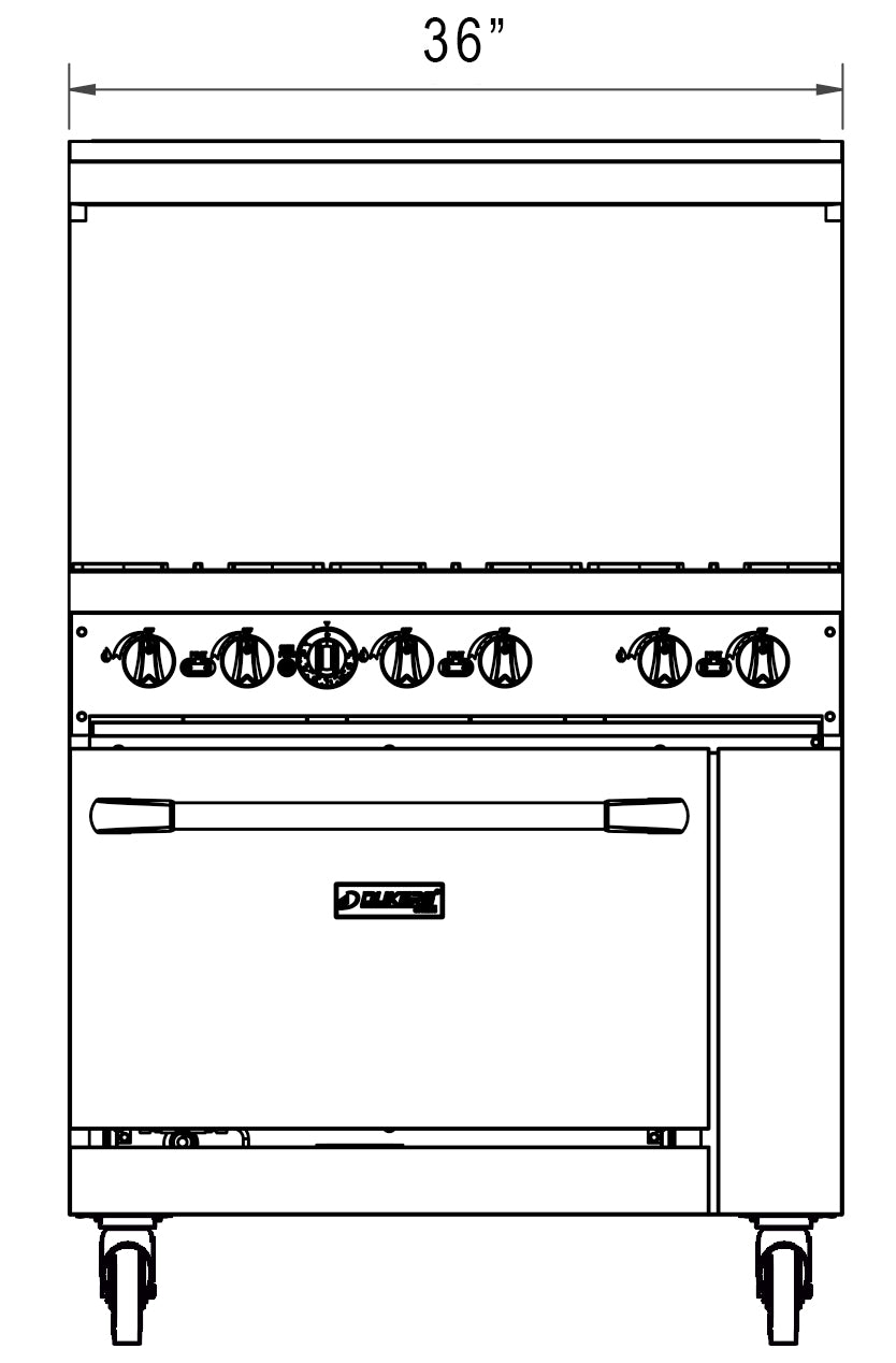 New Dukers DCR36-6B 36″ Gas Cooktop Range with Six (6) Open Burners