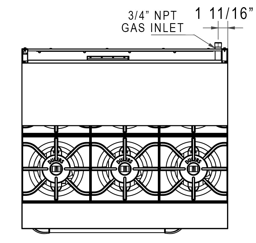 New Dukers DCR36-6B 36″ Gas Cooktop Range with Six (6) Open Burners