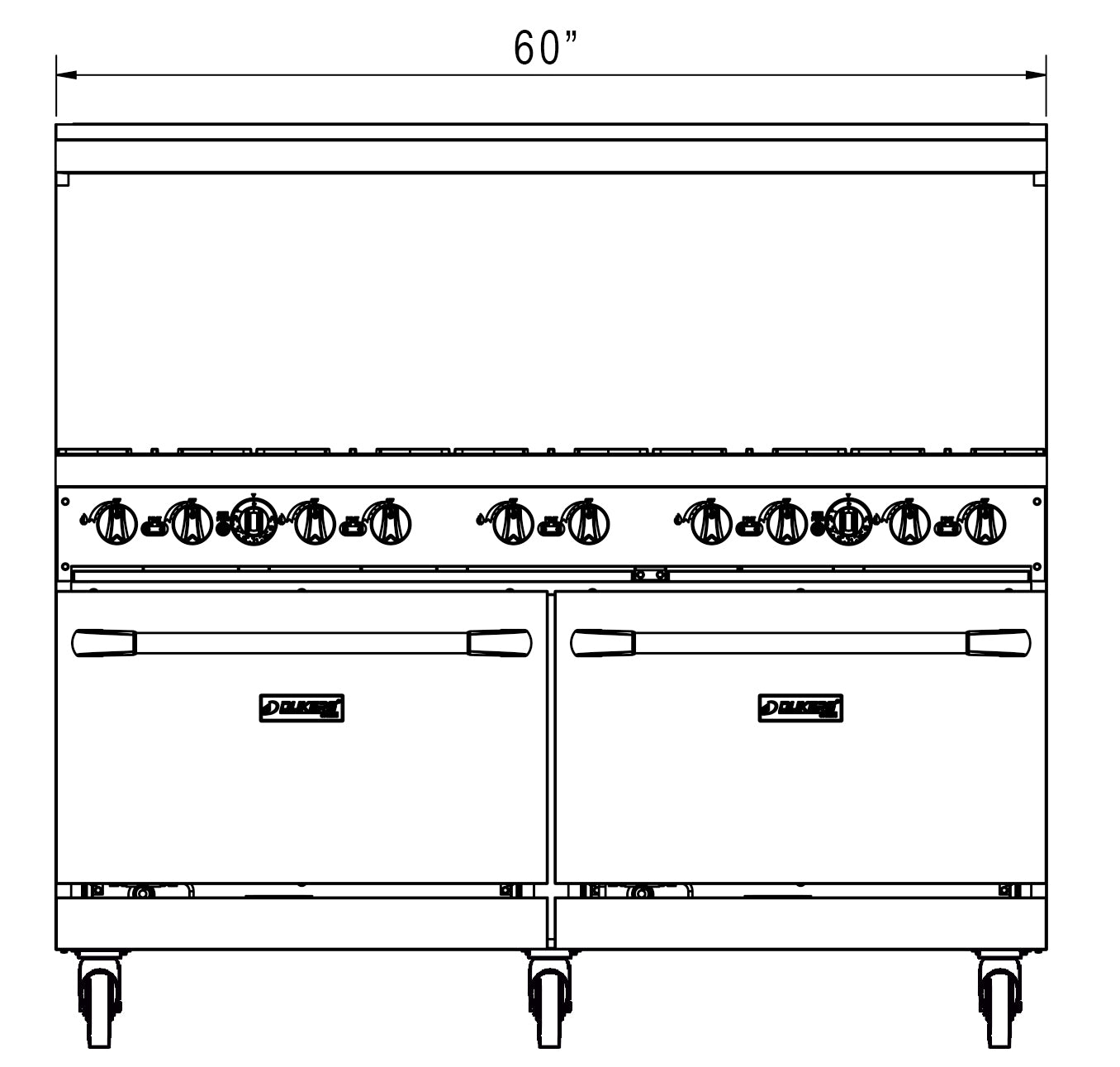 New Dukers DCR60-10B 60″ Gas Cooktop Range with Ten (10) Open Burners