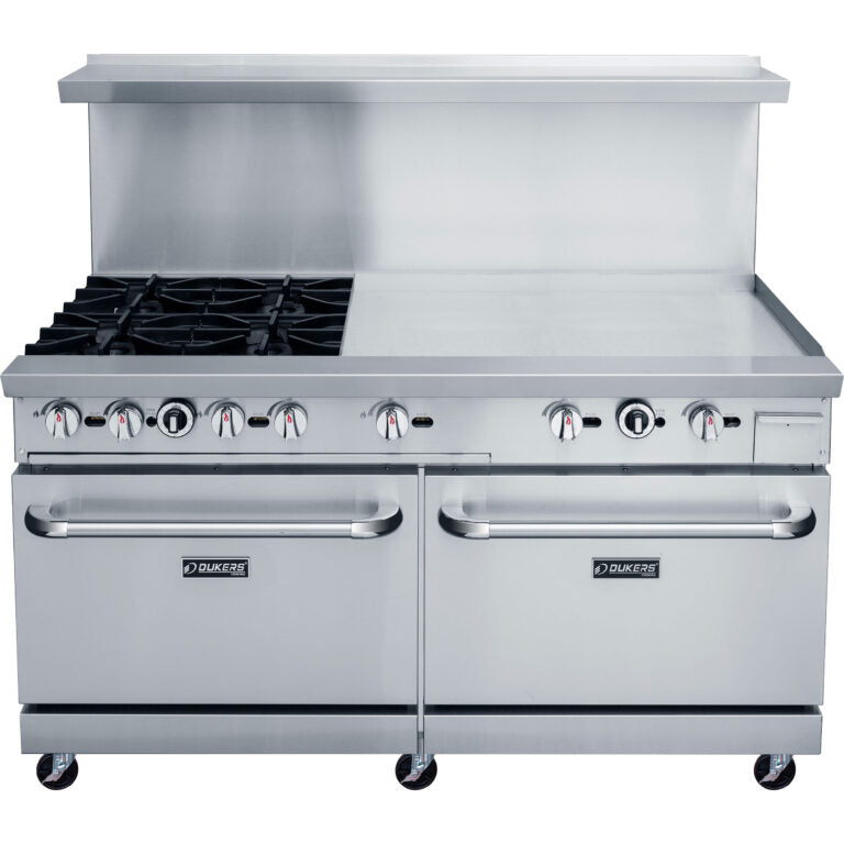 New Dukers DCR60-4B36GM 60″ Gas Range with Four (4) Open Burners & 36″ Flat Top Griddle