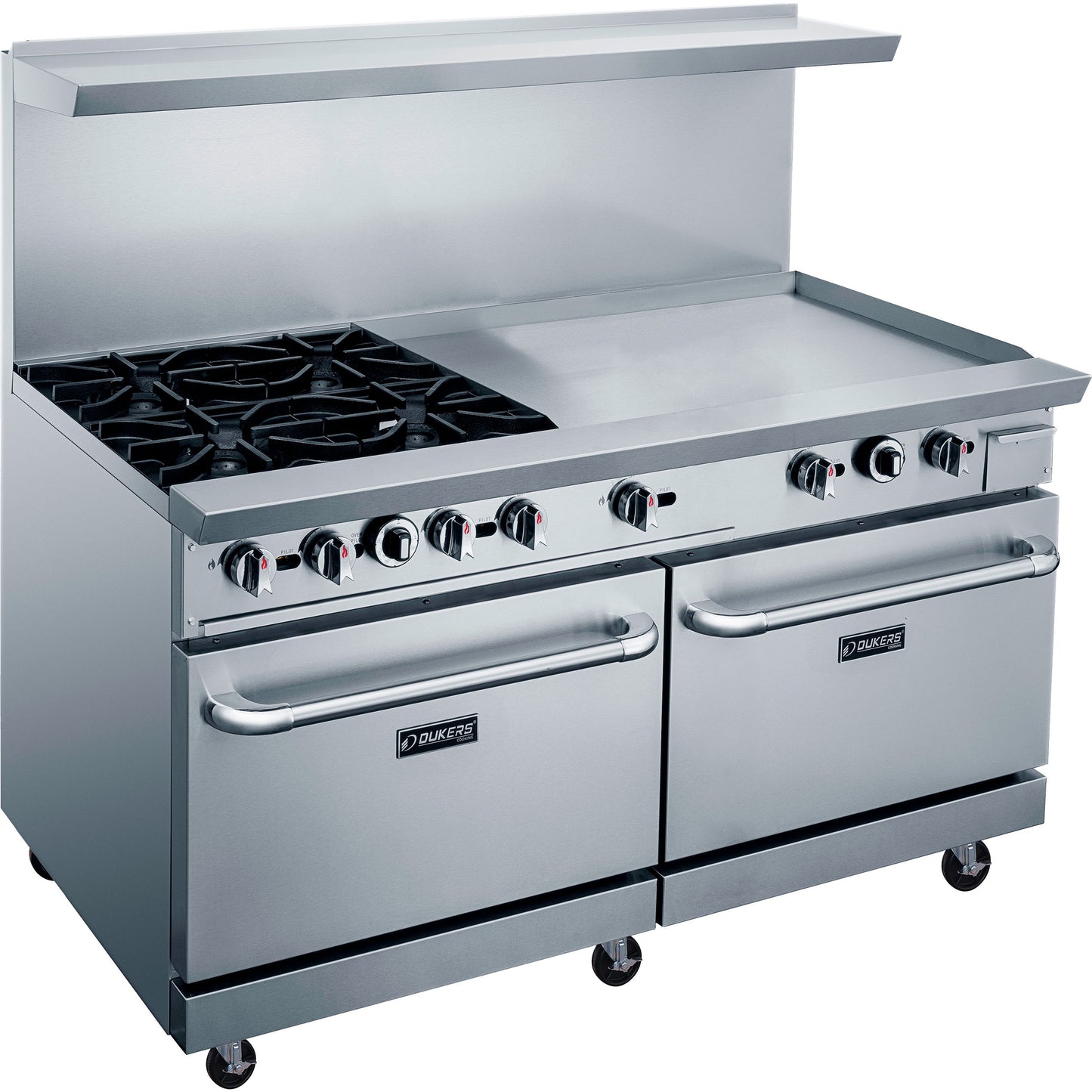 New Dukers DCR60-4B36GM 60″ Gas Range with Four (4) Open Burners & 36″ Flat Top Griddle