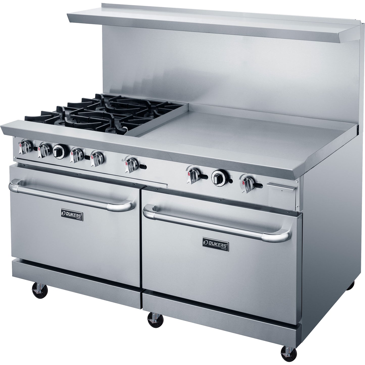 New Dukers DCR60-4B36GM 60″ Gas Range with Four (4) Open Burners & 36″ Flat Top Griddle