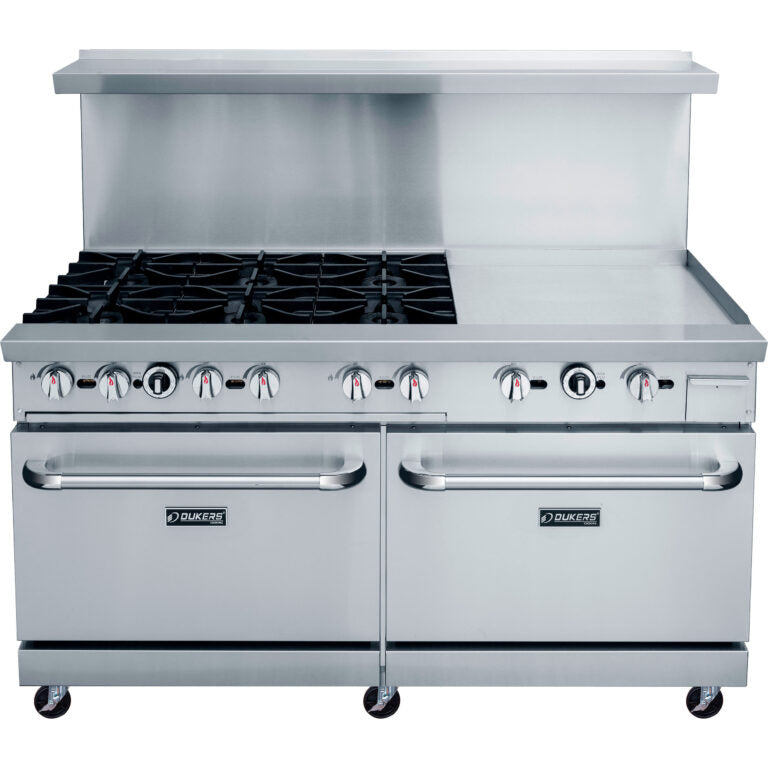 New Dukers DCR60-6B24GM 60″ Gas Range with Six (6) Open Burners & 24″ Flat Top Griddle