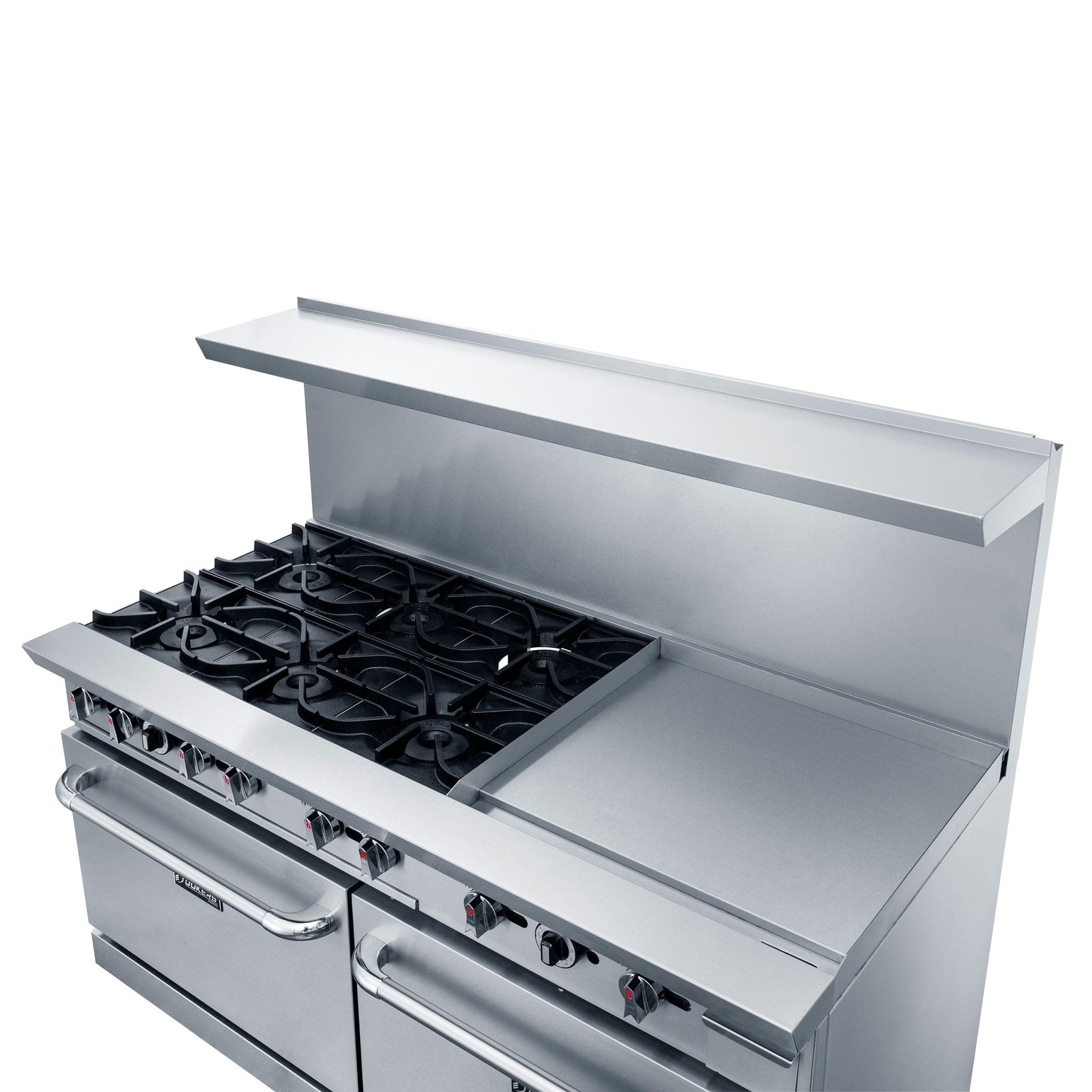 New Dukers DCR60 - 6B24GM 60″ Gas Range with Six (6) Open Burners & 24″ Flat Top Griddle - Falcon Restaurant Supply - 3