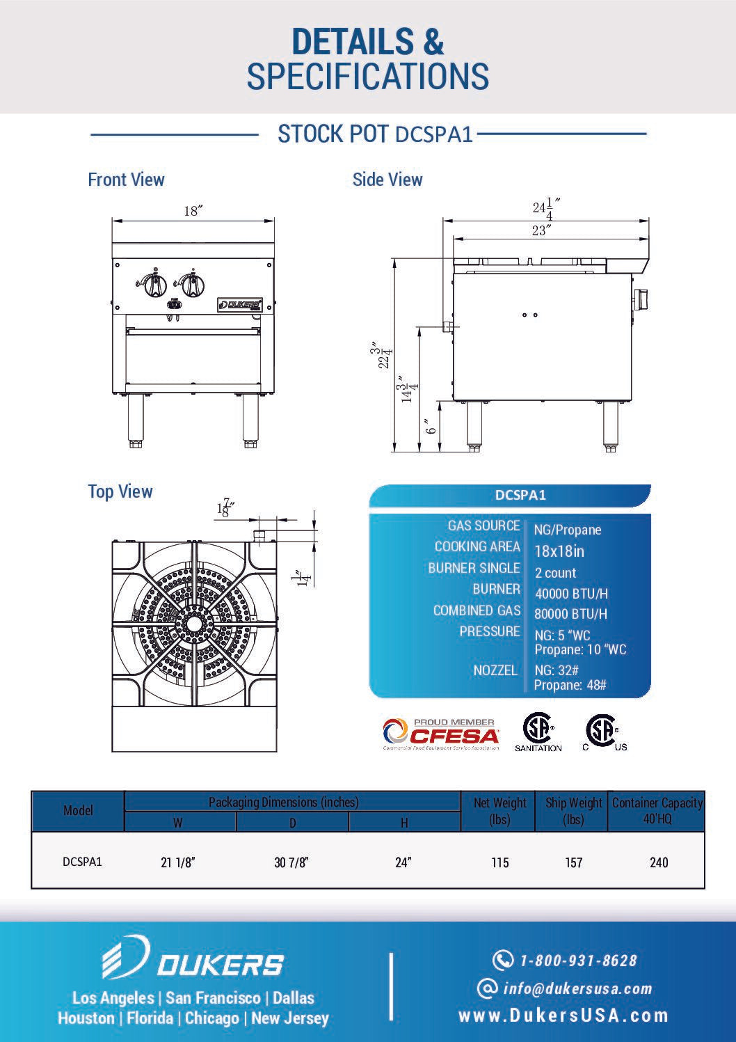 Dukers DCSPA1 Stock Pot Range