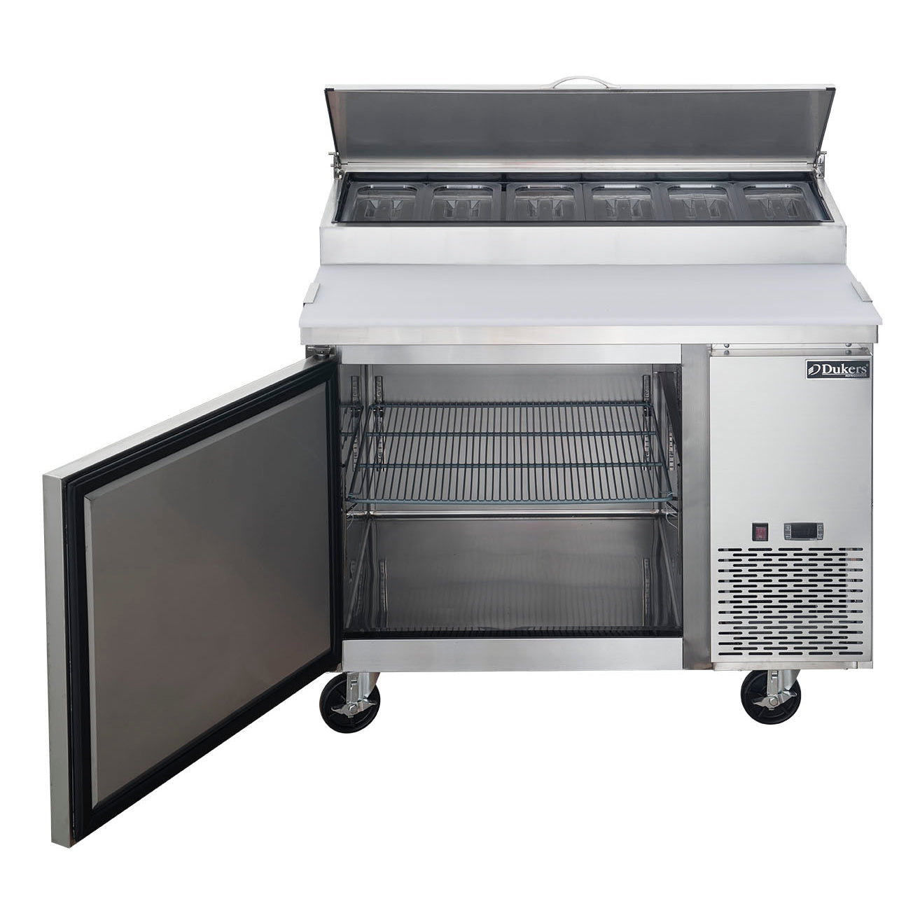 Dukers DPP44-6-S1 Commercial Single Door Pizza Prep Table Refrigerator