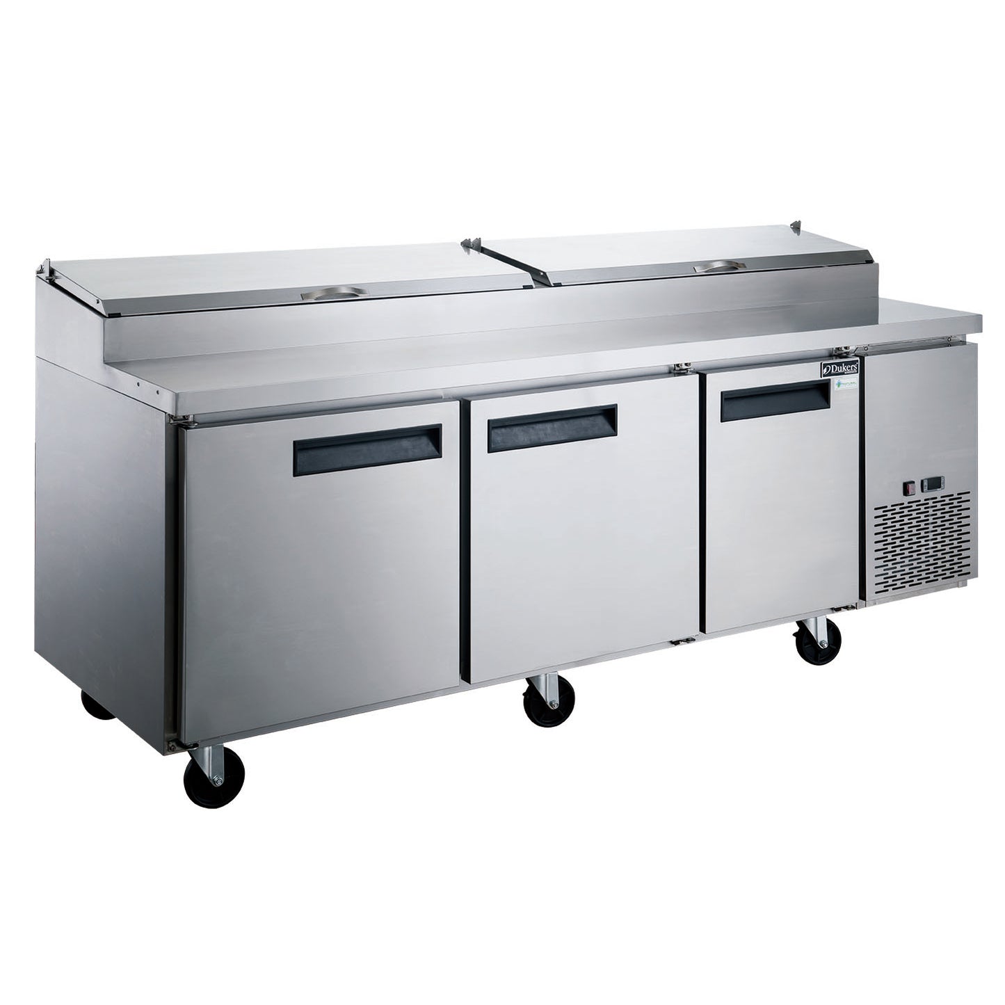 Dukers DPP90-12-S3 Commercial 3-Door Pizza Prep Table Refrigerator