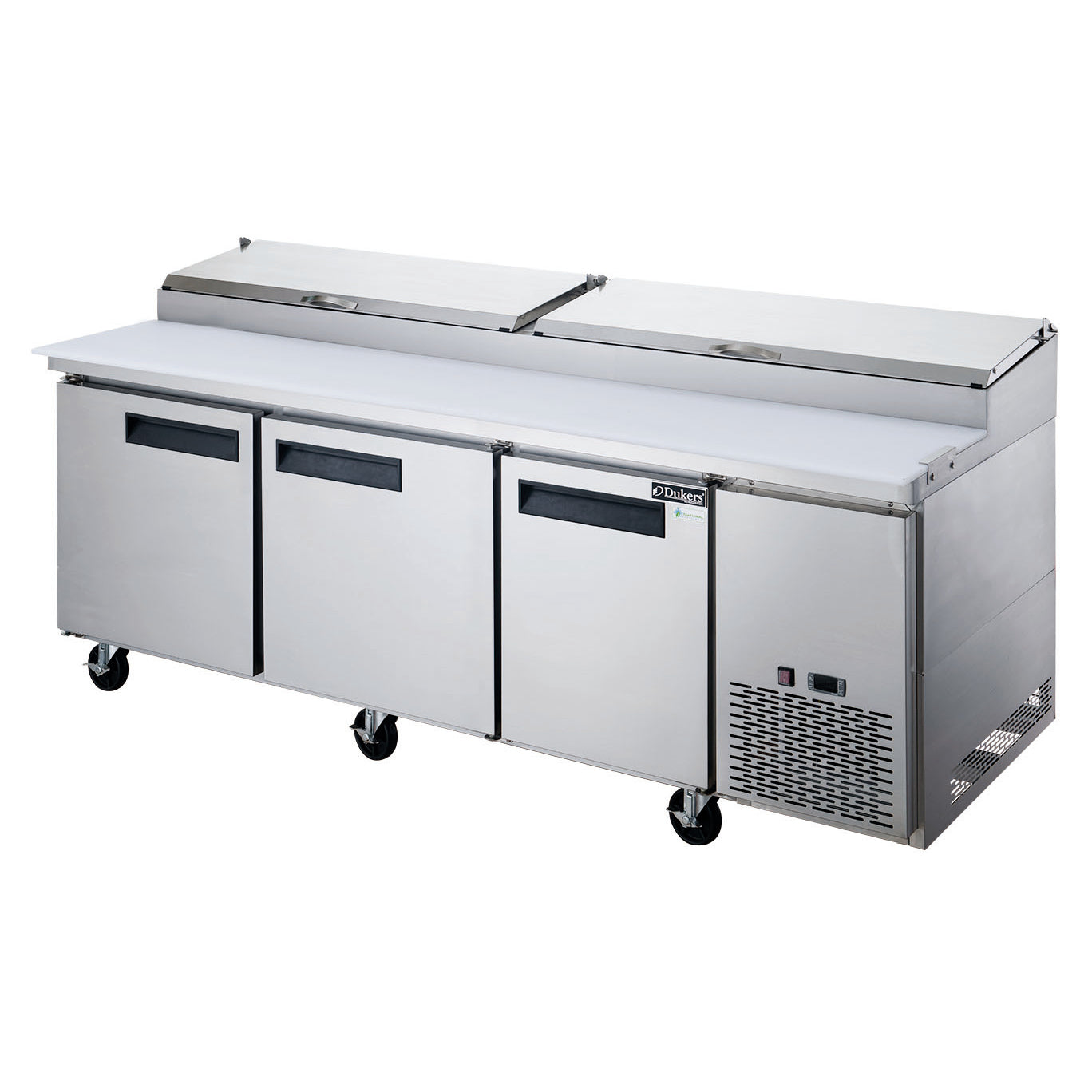 New Dukers DPP90-12-S3 Commercial 3-Door Pizza Prep Table Refrigerated