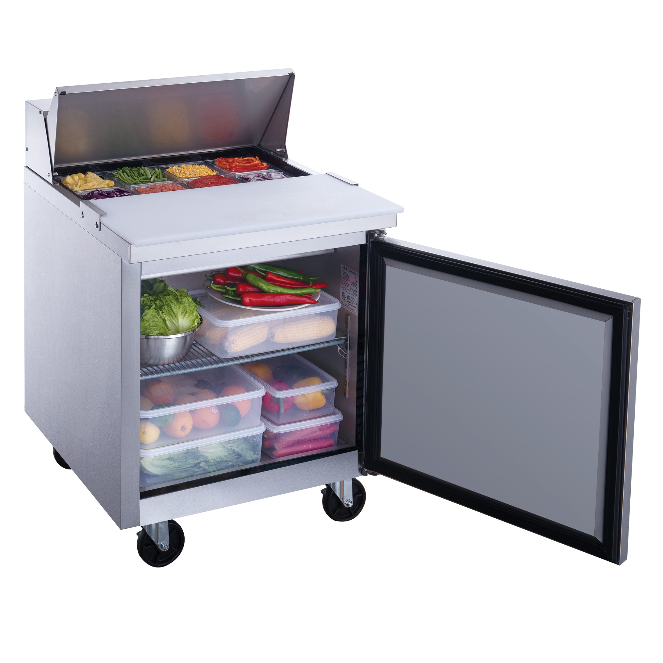 New Dukers DSP29-8-S1 1-Door Commercial Food Prep Table Refrigerated in Stainless Steel