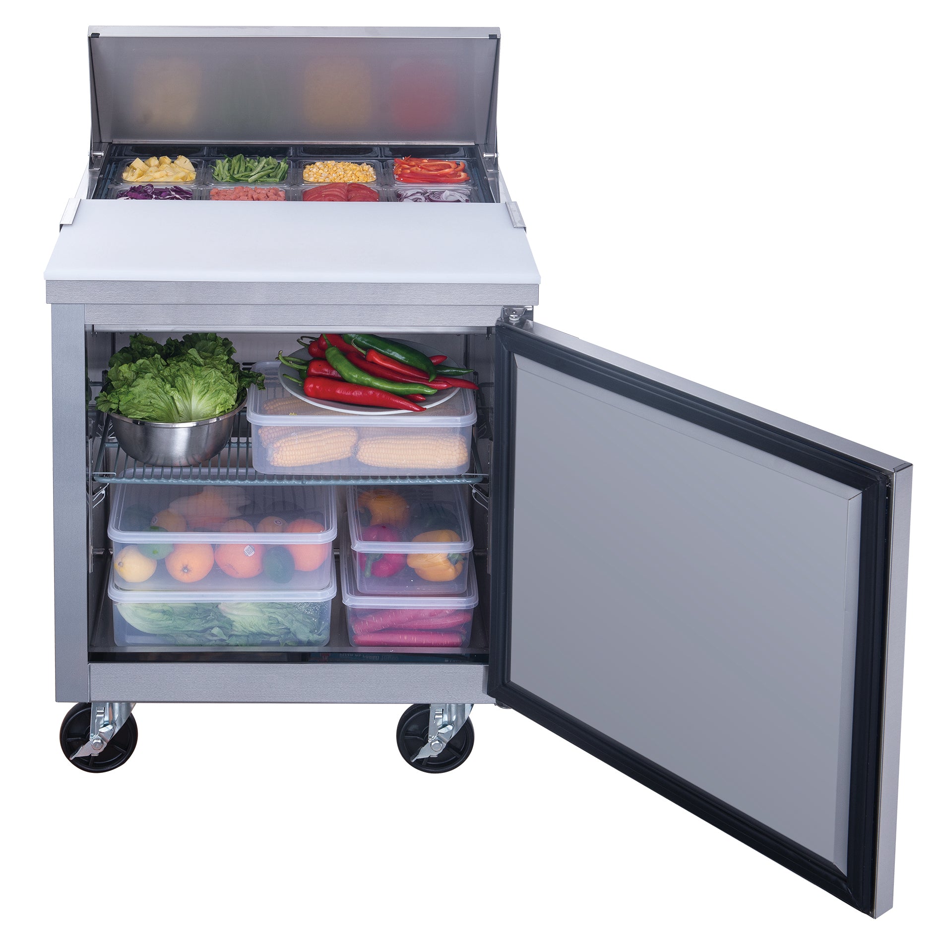 New Dukers DSP29-8-S1 1-Door Commercial Food Prep Table Refrigerated in Stainless Steel
