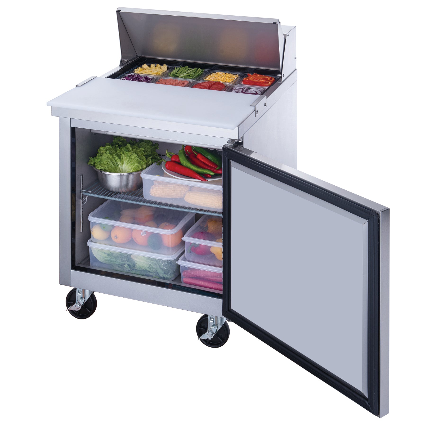 New Dukers DSP29-8-S1 1-Door Commercial Food Prep Table Refrigerated in Stainless Steel